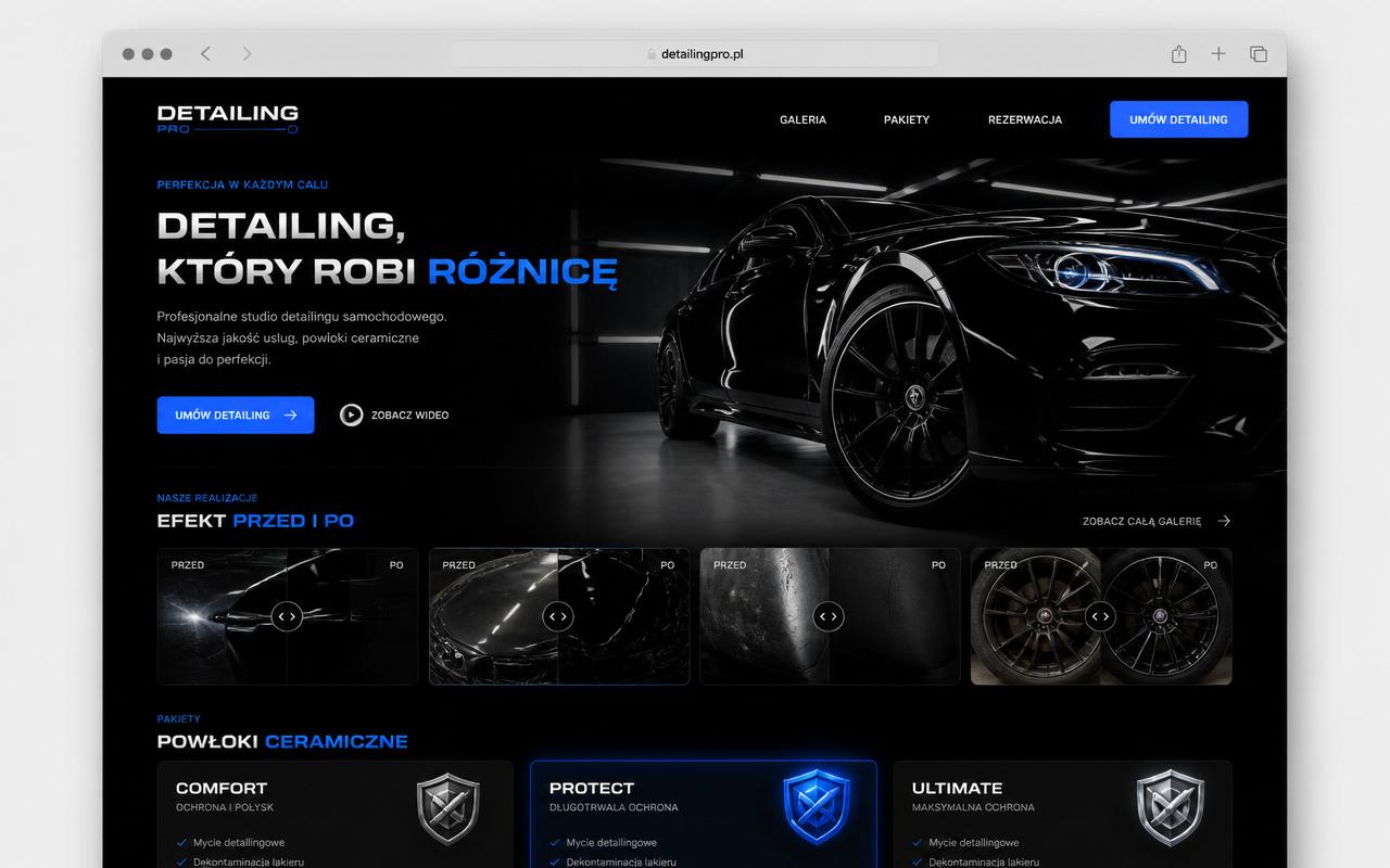 Podgląd szablonu — Auto detailing / powłoki ceramiczne