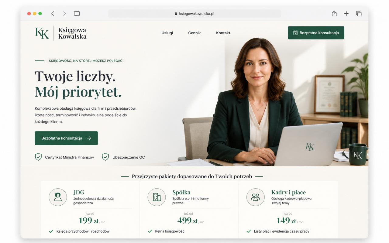 Strona internetowa dla biura rachunkowego — przykład