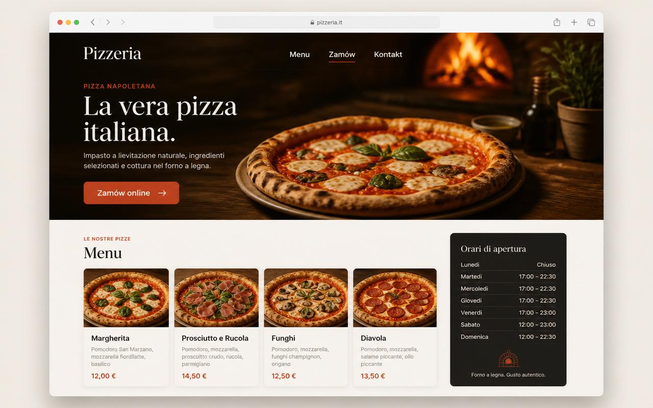 Strona internetowa dla gastronomii — przykład