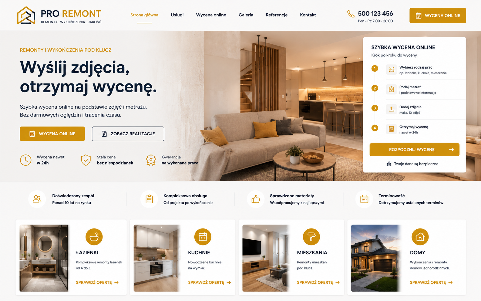 Podgląd szablonu — Firma remontowa z systemem wyceny