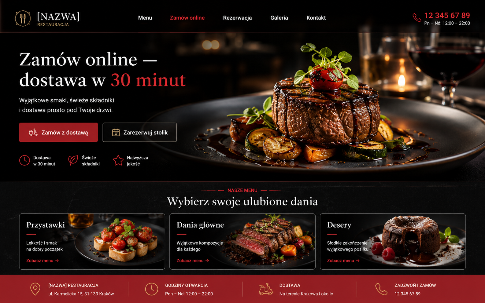 Podgląd szablonu — Restauracja z zamówieniami online