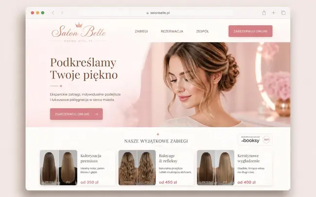 Strona dla Salony urody — przykład szablonu Kodeweb